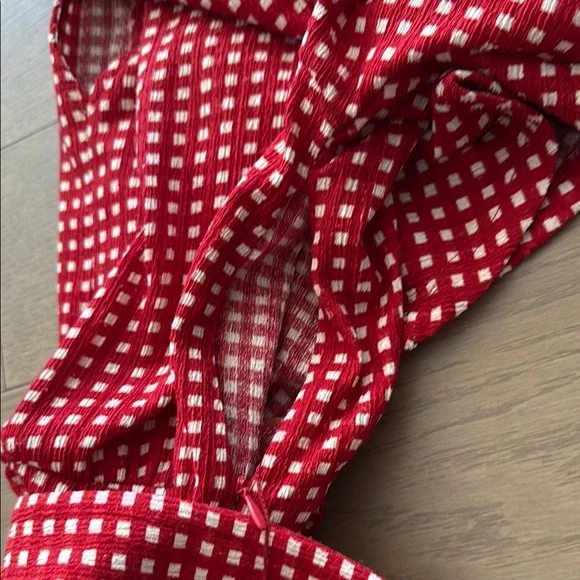 Anthropologie Margaret Belted Red and White Checkered Jumpsuit - Picture 10 of 10